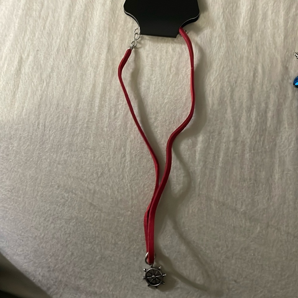 Red faux leather choker